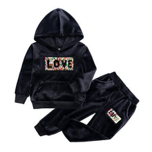 Load image into Gallery viewer, 1-6 Years Children Clothing Girl Outfit Warm Velvet Hooded Long Sleeve Tops+Pants For Spring Autumn