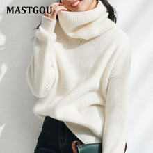 Load image into Gallery viewer, MASTGOU Basic Turtleneck Women Sweaters Oversized Cashmere Pullover Sweater Korean Fashion Knitted Ribbed Jumper Top Long Sleeve