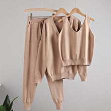 Load image into Gallery viewer, MASTGOU 3 Pieces Jogging Harem Pants Sets Long Sleeve Open Cardigan Sweater Sexy Crop Top Autumn Winter Womens Tracksuits Outfit