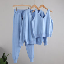 Load image into Gallery viewer, MASTGOU 3 Pieces Jogging Harem Pants Sets Long Sleeve Open Cardigan Sweater Sexy Crop Top Autumn Winter Womens Tracksuits Outfit