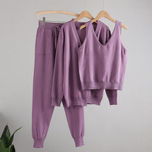 Load image into Gallery viewer, MASTGOU 3 Pieces Jogging Harem Pants Sets Long Sleeve Open Cardigan Sweater Sexy Crop Top Autumn Winter Womens Tracksuits Outfit