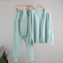 Load image into Gallery viewer, MASTGOU 3 Pieces Jogging Harem Pants Sets Long Sleeve Open Cardigan Sweater Sexy Crop Top Autumn Winter Womens Tracksuits Outfit