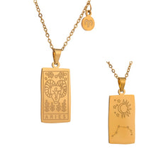 Load image into Gallery viewer, Yhpup 316 Stainless Steel 12 Constellations Necklace Square Pendant Fashion Waterproof Metal 18 Gold Collar Necklace 2021