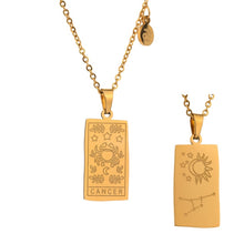 Load image into Gallery viewer, Yhpup 316 Stainless Steel 12 Constellations Necklace Square Pendant Fashion Waterproof Metal 18 Gold Collar Necklace 2021