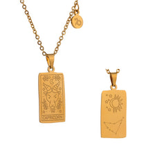 Load image into Gallery viewer, Yhpup 316 Stainless Steel 12 Constellations Necklace Square Pendant Fashion Waterproof Metal 18 Gold Collar Necklace 2021