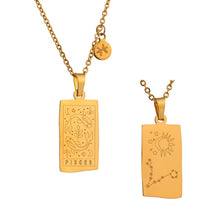Load image into Gallery viewer, Yhpup 316 Stainless Steel 12 Constellations Necklace Square Pendant Fashion Waterproof Metal 18 Gold Collar Necklace 2021