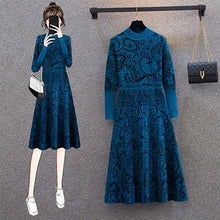 Load image into Gallery viewer, Plus Size Sweater Dresses Autumn Winter Turtleneck Long Sleeve High Waist A-line Vestidos 4XL Runway Design Elegant Knitted Robe