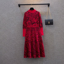 Load image into Gallery viewer, Plus Size Sweater Dresses Autumn Winter Turtleneck Long Sleeve High Waist A-line Vestidos 4XL Runway Design Elegant Knitted Robe