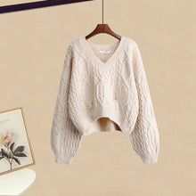 Load image into Gallery viewer, Plus Size Women Winter Patchwork Long Sleeve Knitted Tops + Asymmetric Skirt 2 Piece Suit Female Party Elegant 4XL Two Piece Set