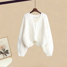 Load image into Gallery viewer, Plus Size Women Winter Patchwork Long Sleeve Knitted Tops + Asymmetric Skirt 2 Piece Suit Female Party Elegant 4XL Two Piece Set