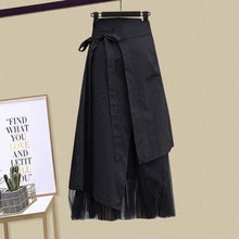 Load image into Gallery viewer, Plus Size Women Winter Patchwork Long Sleeve Knitted Tops + Asymmetric Skirt 2 Piece Suit Female Party Elegant 4XL Two Piece Set