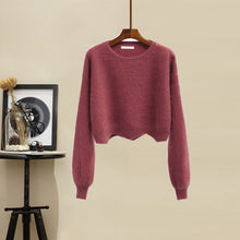 Load image into Gallery viewer, Plus Size Women Winter Patchwork Long Sleeve Knitted Tops + Asymmetric Skirt 2 Piece Suit Female Party Elegant 4XL Two Piece Set