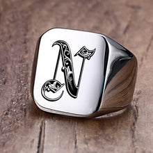 Load image into Gallery viewer, Vnox Retro Initials Signet Ring for Men 18mm Bulky Heavy Stamp Male Band Stainless Steel Letters Custom Jewelry Gift for Him