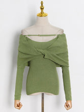 Load image into Gallery viewer, TWOTWINSTYLE Casual Slim Knitted Pullovers For Women Slash Neck Long Sleeve Elegant Sweater Female Fashion New Clothing 2021