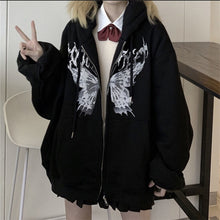 Load image into Gallery viewer, Y2k Harajuku Hoodies Women Autumn Winter Hip Hop Zipper Butterfly Aesthetic Hooded Sweatshirt Female Goth Punk Jacket Coat