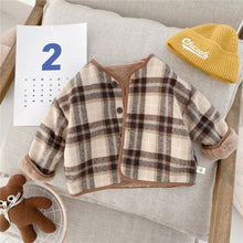 Load image into Gallery viewer, 2021 Winter new boys and girls fashion inner fleece plaid coats children thick warm casual woolen jackets