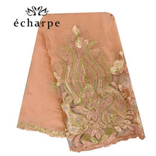 Load image into Gallery viewer, 2021 Latest African Women Scarf 100% Cotton Muslim Scarf Embroidery Splicing with Net Big Size Scarf for Shawls EC229