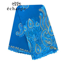 Load image into Gallery viewer, 2021 Latest African Women Scarf 100% Cotton Muslim Scarf Embroidery Splicing with Net Big Size Scarf for Shawls EC229