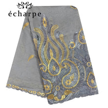 Load image into Gallery viewer, 2021 Latest African Women Scarf 100% Cotton Muslim Scarf Embroidery Splicing with Net Big Size Scarf for Shawls EC229