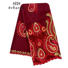 Load image into Gallery viewer, 2021 Latest African Women Scarf 100% Cotton Muslim Scarf Embroidery Splicing with Net Big Size Scarf for Shawls EC229