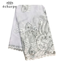Load image into Gallery viewer, 2021 Latest African Women Scarf 100% Cotton Muslim Scarf Embroidery Splicing with Net Big Size Scarf for Shawls EC229