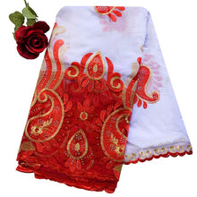 Load image into Gallery viewer, 2021 Latest African Women Scarf 100% Cotton Muslim Scarf Embroidery Splicing with Net Big Size Scarf for Shawls EC229