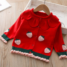 Load image into Gallery viewer, Girls' Strawberry Knitted Cardigan Sweater Jacket Children's Clothing Spring Baby Girl Knitting 1-5t Children's Sweater