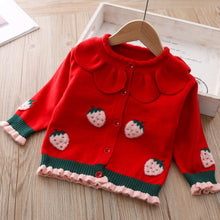 Load image into Gallery viewer, Girls' Strawberry Knitted Cardigan Sweater Jacket Children's Clothing Spring Baby Girl Knitting 1-5t Children's Sweater