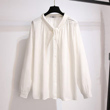Load image into Gallery viewer, New 2021 Ladies Spring Autumn Plus Size Tops For Women Large Loose Long Sleeve White Cotton Button Bow Shirt 3XL 4XL 5XL 6XL 7XL