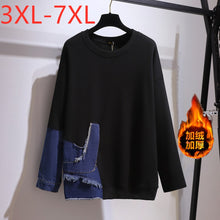 Load image into Gallery viewer, New 2021 Autumn Winter Plus Size Women Clothing Pullover Large Long Sleeve Black Velvet Thick Keep Warm T-shirt 4XL 5XL 6XL 7XL