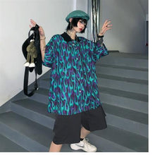 Load image into Gallery viewer, Funny Oversize Lightning Shirt Girl Summer Loose Women Korean Punk Beach Print Tops Harajuku Clothes Short Sleeve Shirt Female