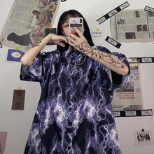 Load image into Gallery viewer, Funny Oversize Lightning Shirt Girl Summer Loose Women Korean Punk Beach Print Tops Harajuku Clothes Short Sleeve Shirt Female