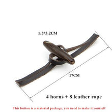 Load image into Gallery viewer, 4 Pairs Leather Horn Toggle Closure Buttons Jacket Duffle Coat Shawl Fasteners Resin Button Clothes Sewing DIY Craft Accessories
