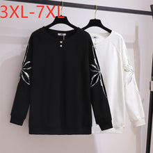 Load image into Gallery viewer, New Ladies Autumn Winter Plus Size Tops For Women Large Long Sleeve Loose Black Sequins Cotton Thick T-shirt 3XL 4XL 5XL 6XL 7XL