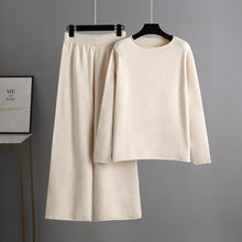 Load image into Gallery viewer, women(Temperament)sweater Pullovers Soft-knitted wide-leg pants suit with casual trousers two-piece Autumn and winter