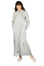 Load image into Gallery viewer, عباية رمادي بسحاب نسائية