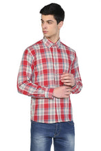 Load image into Gallery viewer, Men's Long Sleeves Plaid Red Skinny Fit Shirt