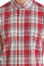 Load image into Gallery viewer, Men's Long Sleeves Plaid Red Skinny Fit Shirt