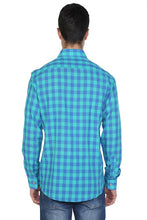 Load image into Gallery viewer, Men's Long Sleeves Checkered Mint Green Skinny Fit Shirt