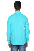 Load image into Gallery viewer, Men's Long Sleeves Turquoise Skinny Fit Shirt