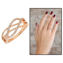 Load image into Gallery viewer, خاتم فضة 925 عيار مطلي بالوردي بفصوص زركون نسائي