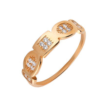 Load image into Gallery viewer, خاتم فضة عيار 925 مطلي وردي بتصميم هندسي بفصوص زيركون نسائي