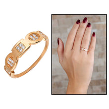 Load image into Gallery viewer, خاتم فضة عيار 925 مطلي وردي بتصميم هندسي بفصوص زيركون نسائي