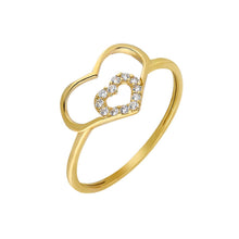 Load image into Gallery viewer, Women's Zircon Gemmed Heart Figure Gold Plated 925 Carat Silver Ring