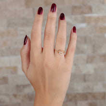 Load image into Gallery viewer, Women's Zircon Gemmed Heart Figure Gold Plated 925 Carat Silver Ring