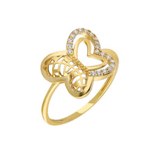 Load image into Gallery viewer, Women's Zircon Gemmed Butterfly Figure Gold Plated 925 Carat Silver Ring