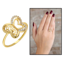 Load image into Gallery viewer, Women's Zircon Gemmed Butterfly Figure Gold Plated 925 Carat Silver Ring
