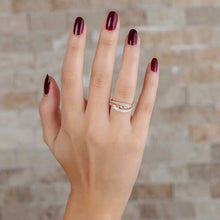 Load image into Gallery viewer, Women's Zircon Gemmed Rose Plated 925 Carat Silver Ring