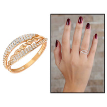 Load image into Gallery viewer, Women's Zircon Gemmed Rose Plated 925 Carat Silver Ring