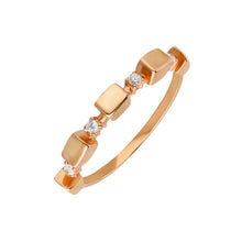 Load image into Gallery viewer, خاتم فضة عيار 925 مطلي وردي بتصميم مكعب بفصوص زركون نسائي